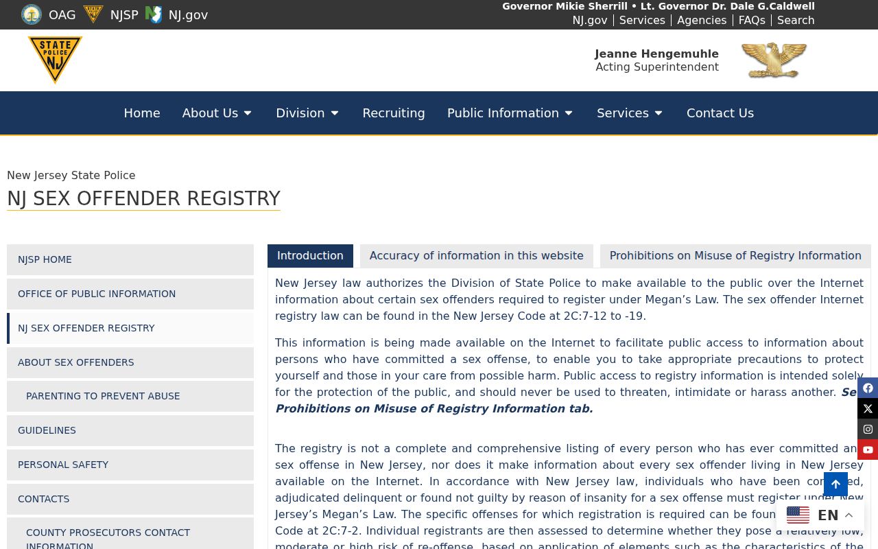 Jersey City residents directory public safety registry warning
